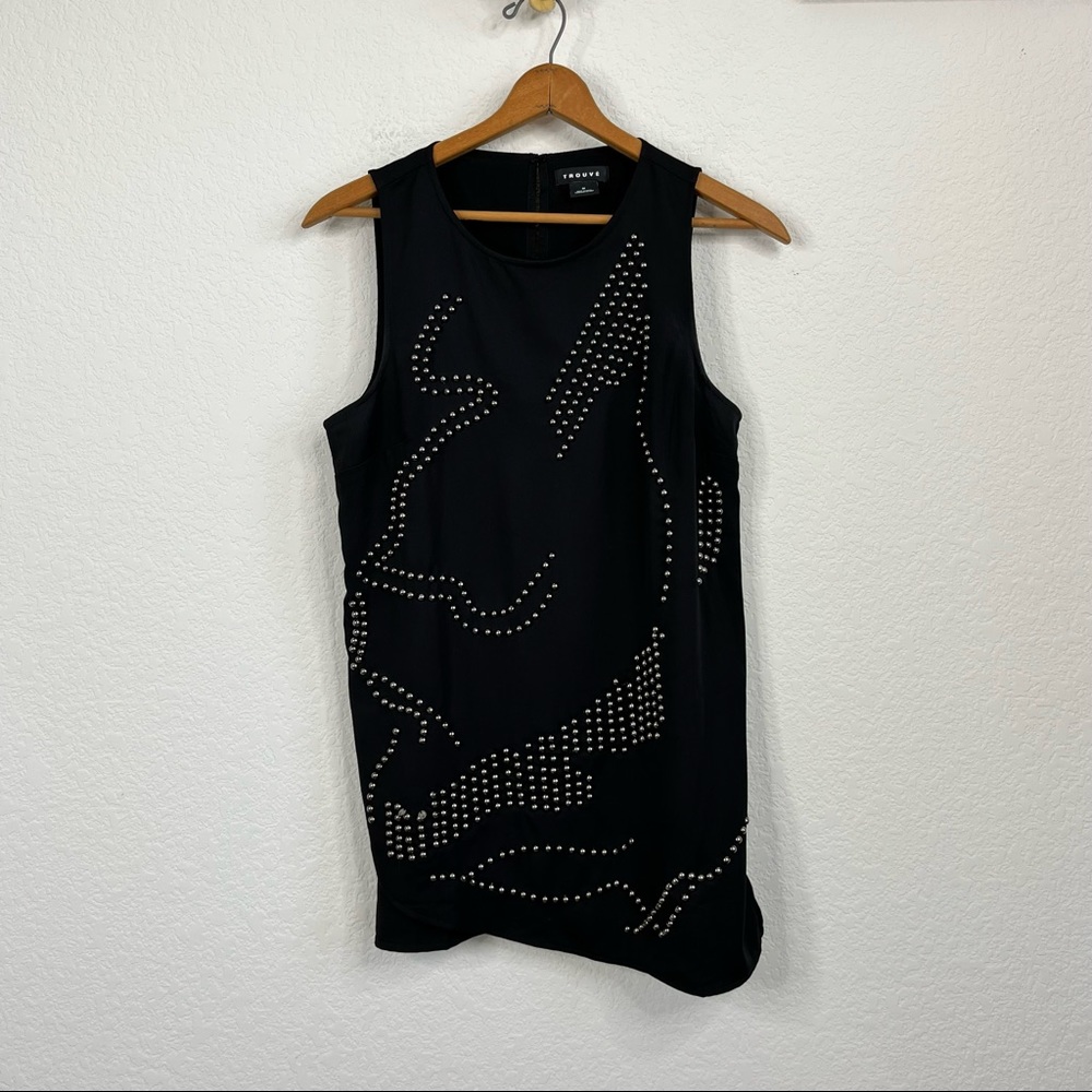 Trouve Beaded Gunmetal Shift Dress